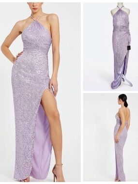 NWT MAC DUGGAL 27128 Lilac Sequined Maxi sz 12